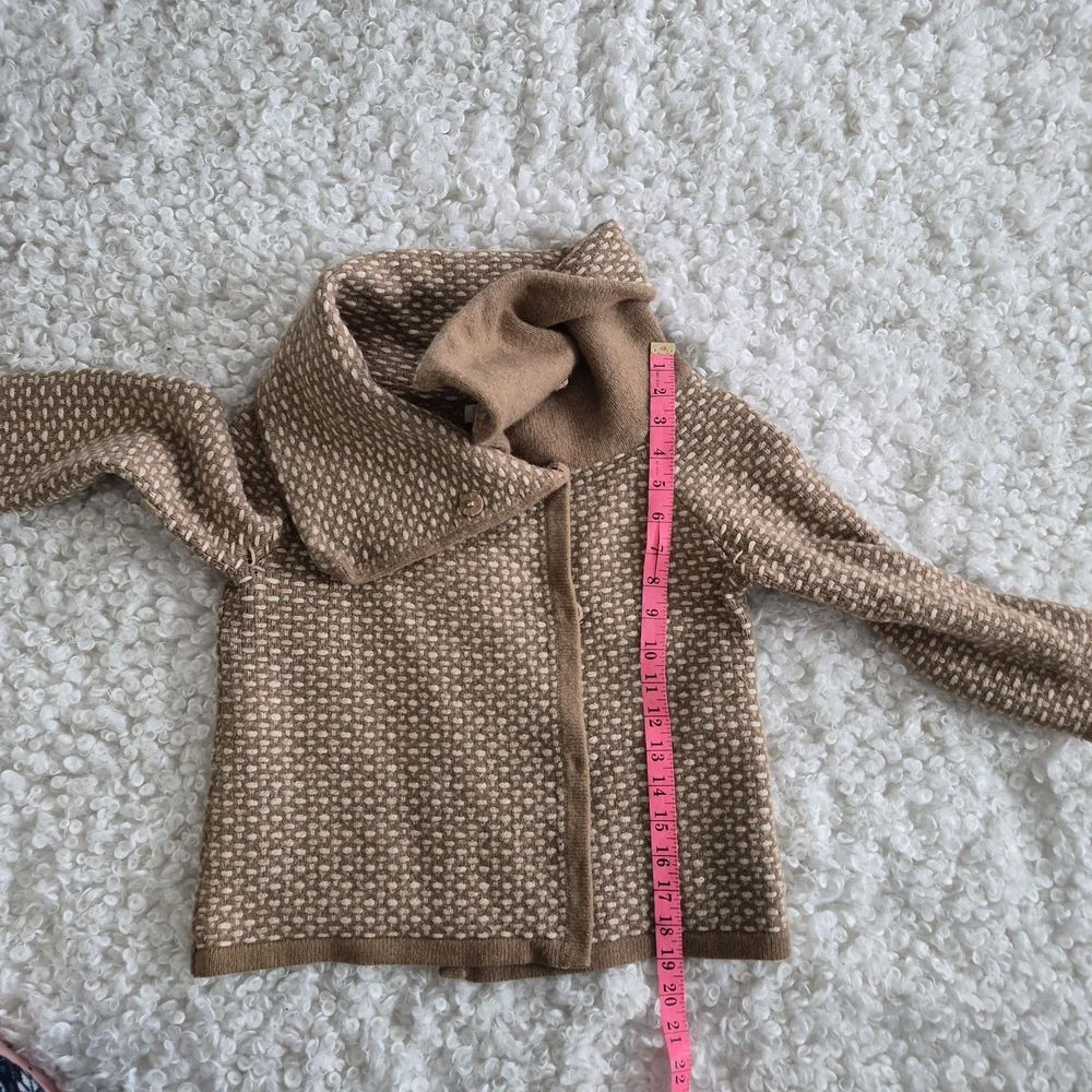 Banana Republic Italian Yarn Wool Cashmere M Cropped Cardigan Funnel Neck Office - Picture 6 of 14